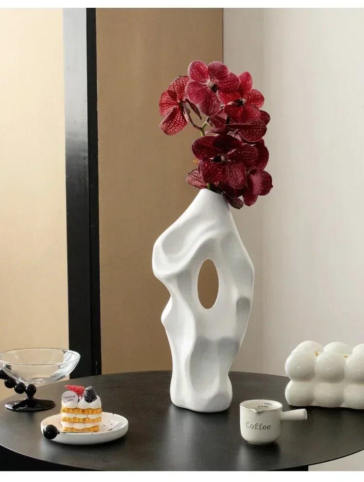 Irregular home living room desktop atmosphere decoration modern and minimalist ceramic vase flower arrangement