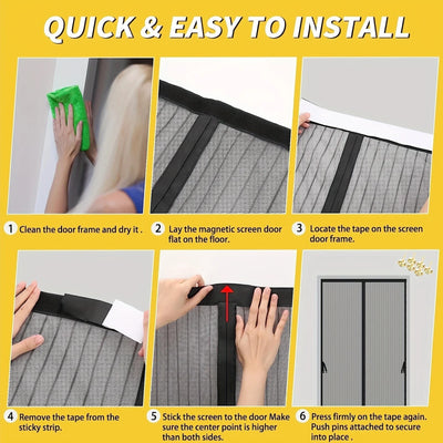 Magnetic Screen Door - Keeps Bugs Out Let Breeze in, Self Sealing, Heavy Duty, Hands Free Mesh Partition