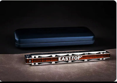 EAST TOP T2406K 2.0 24 Holes Tremolo Harmonica Key of C Tremolo Mouth Organ Harmonica for Adults Students Professionals