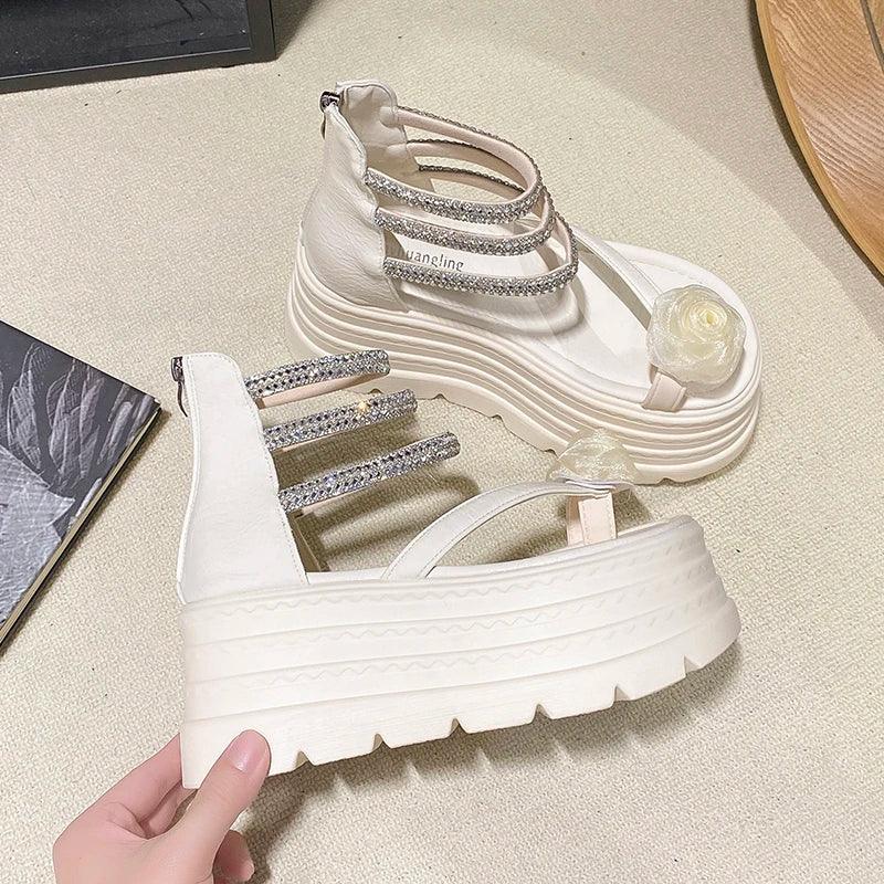 2025 designers women summer sandals open toe 8cm platform wedge sneakers casual shoes beach sandálias das mulheres