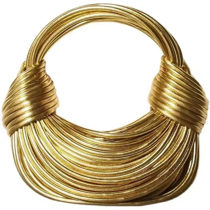 Handbags for women 2024 new gold luxury designer brand handwoven noodle bags rope knotted pulled hobo silver evening
