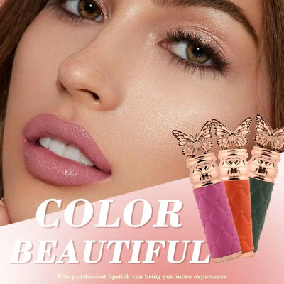 Hua Fei Butterfly Dance Pearlescent Color Changing Lipstick Moisturizing Moisturizing Not easy to take off makeup Lip gloss
