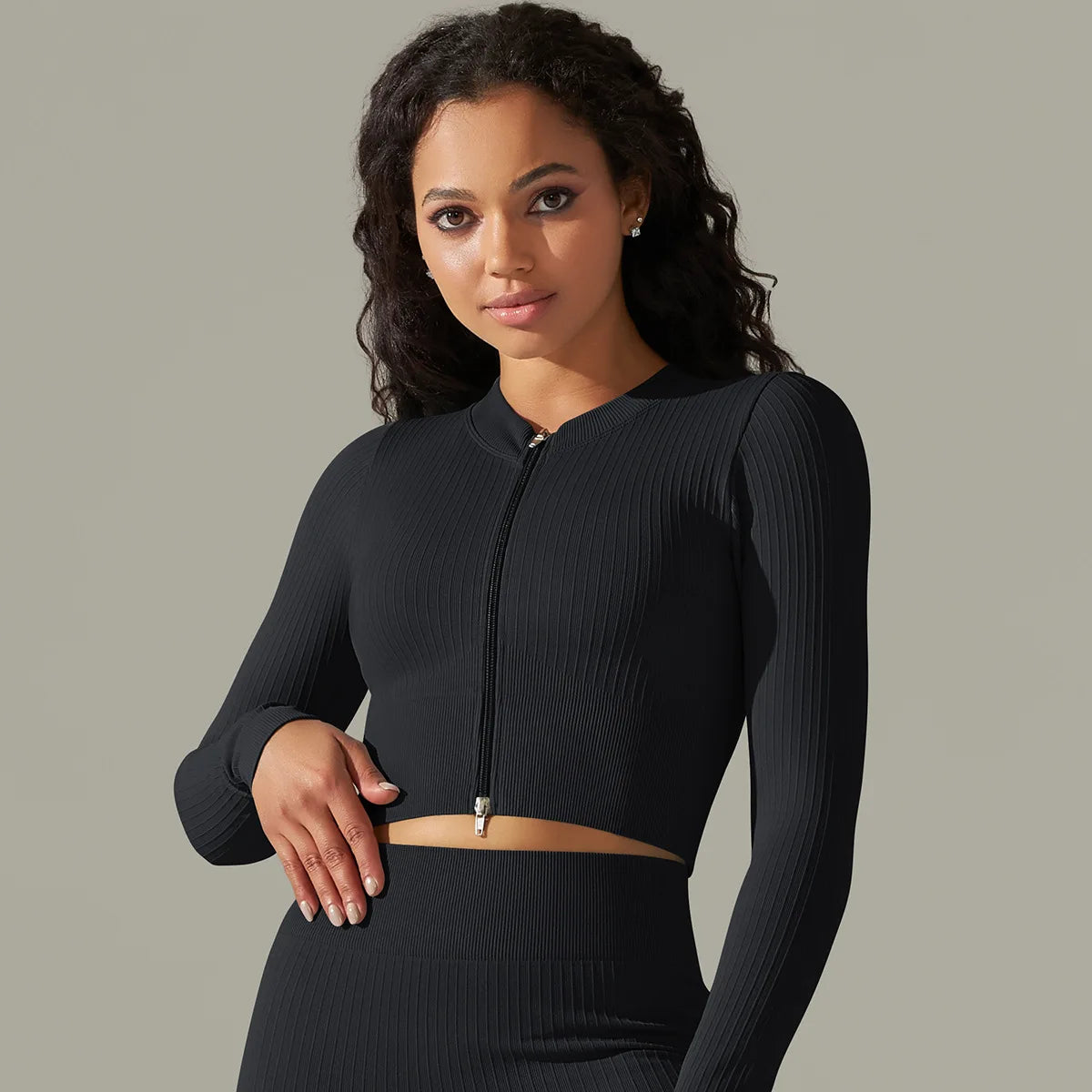 Women's Crop Top Front Zipper