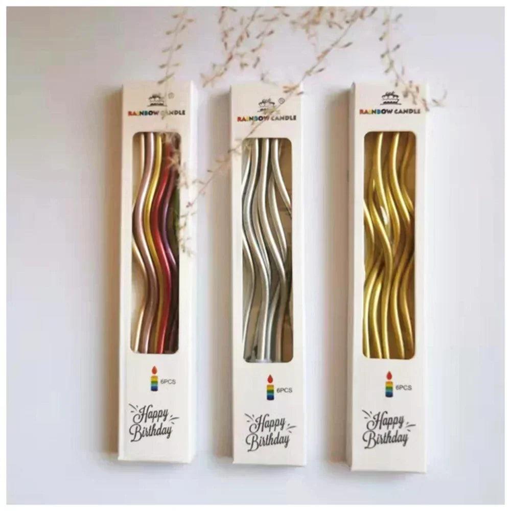 Birthday cake candles smoke-free curved curly coil long for wedding party supplies