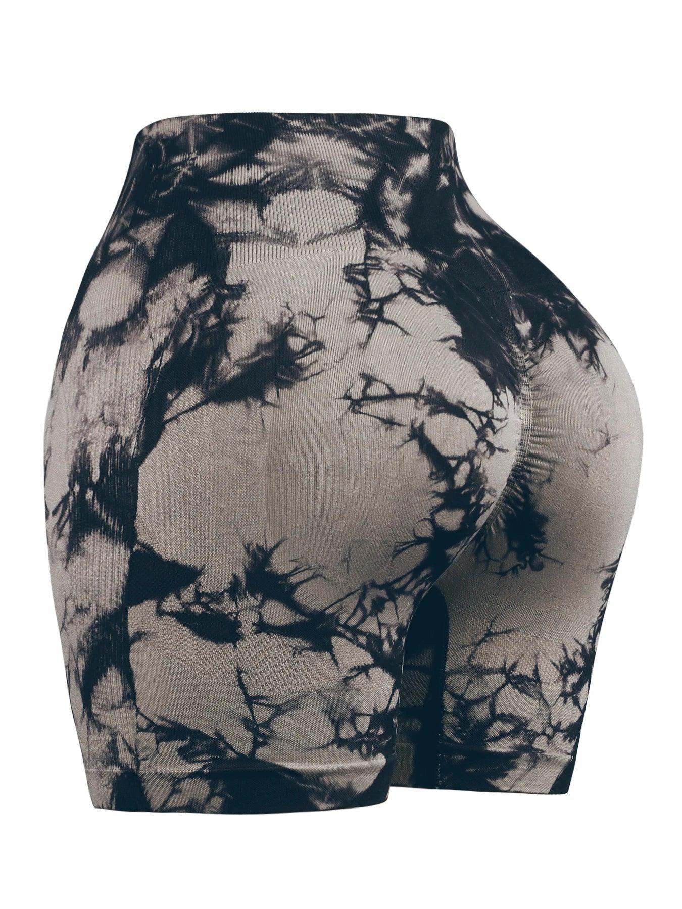 Women's Tie-Dye Yoga Shorts Leggings For High Waist