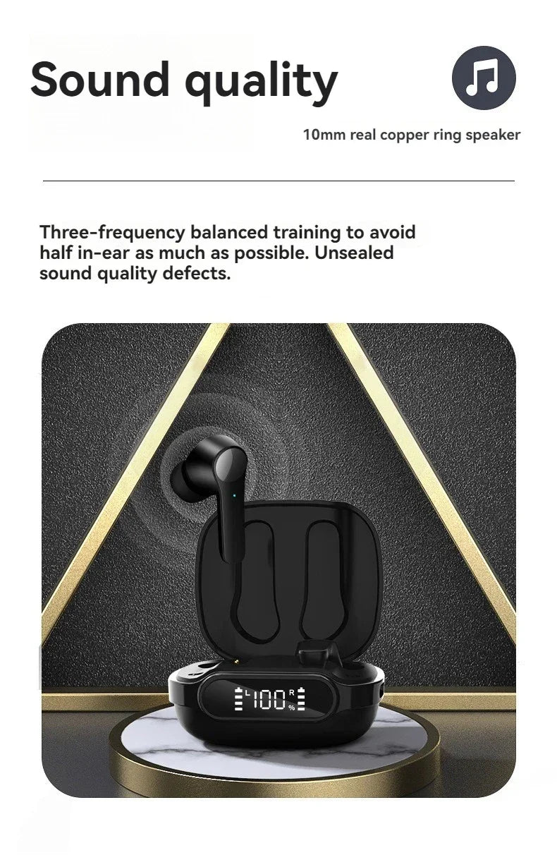 Wireless Earbuds 5H Playtime - In-Ear Noise Cancelling Earphones IPX7 Waterproof for Workout, SecureFit Ear Wings