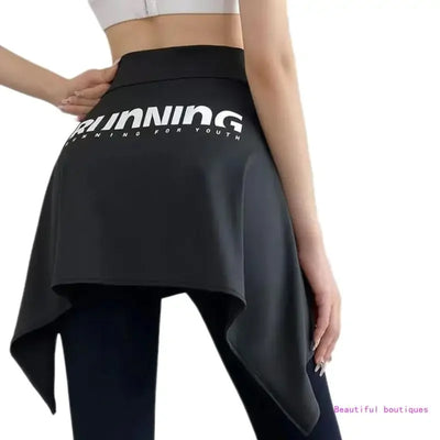 Women Yoga Sport Self Tie Up Cover Up Wrap Skirt Letter Asymmetrical Hip Scarf DropShip