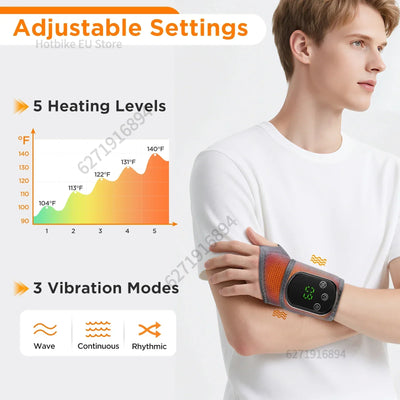 Electric Heating Neck/Wrist/Ankle Brace Massager USB Rechargeable Hot Compress Vibration Massage Cervical Hand Foot Muscle Relax