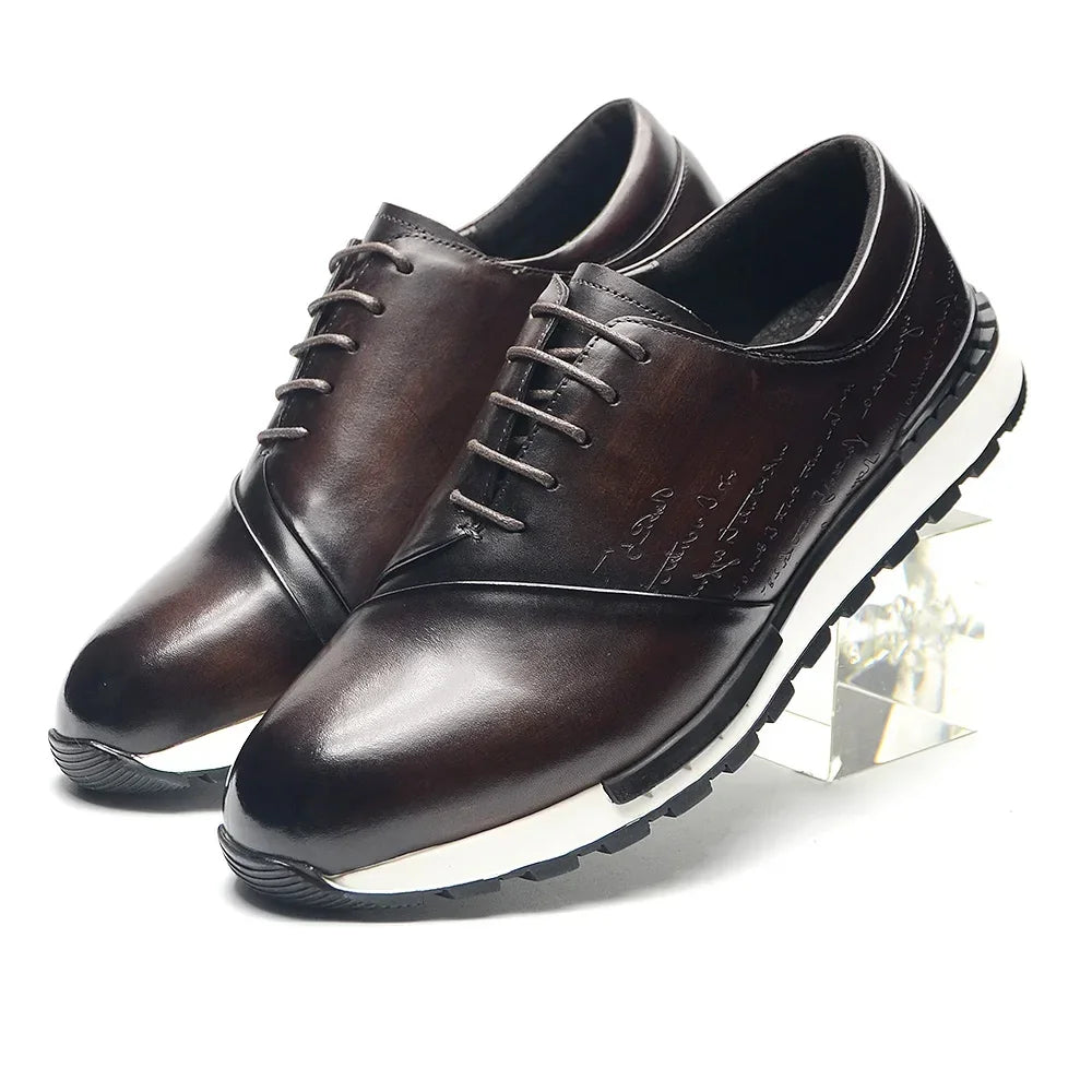 Luxury Brand Design Men's Oxford Shoes Fashion France Style Leather Sneakers Slip-on Casual Business Travel Non-slip Male Shoes