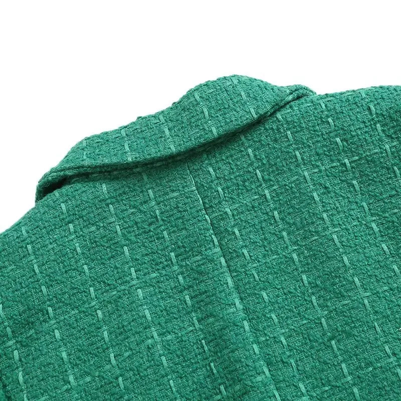 Green Double Breasted Women's Blazer, Beige, Black, Red Women Suit Jacket, Spring Vintage Female Coats