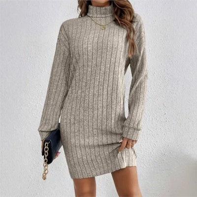 Women's Dress 2025 New Autumn And Winter Knitted Casual Long-sleeved High-neck Loose And Comfortable Women Dresses Streetwear