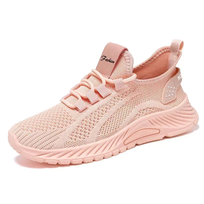 2025 Designer Women Casual Sneakers Sports Shoes Fashion Brand Lace Up Loafers Female Knitted Mesh Breathable Shoes for Women