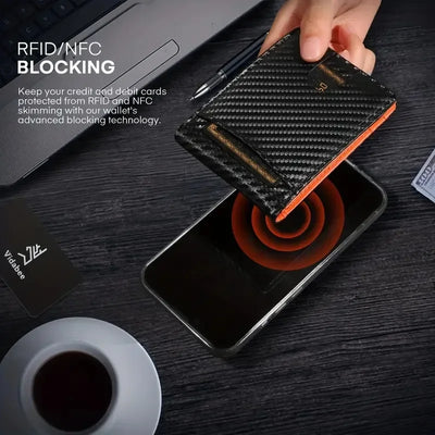 Slim Wallets for Men - Leather Money Clip Mens Wallet - RFID Blocking Front Pocket Bifold Wallet - Minimalist Credit Card Holder