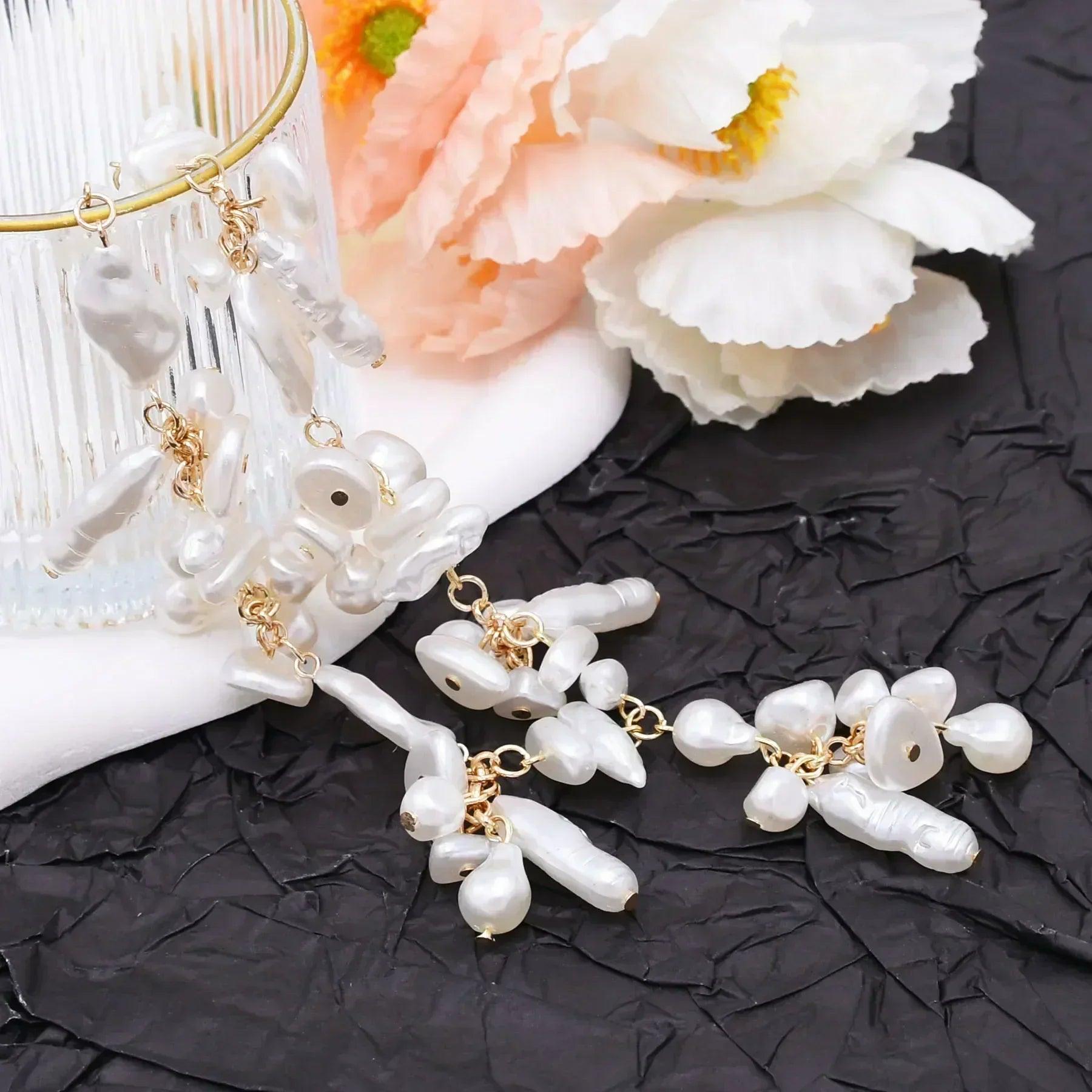 Luxury baroque irregularity pearl necklace double layered jewelry for women fashionable long chain dress female