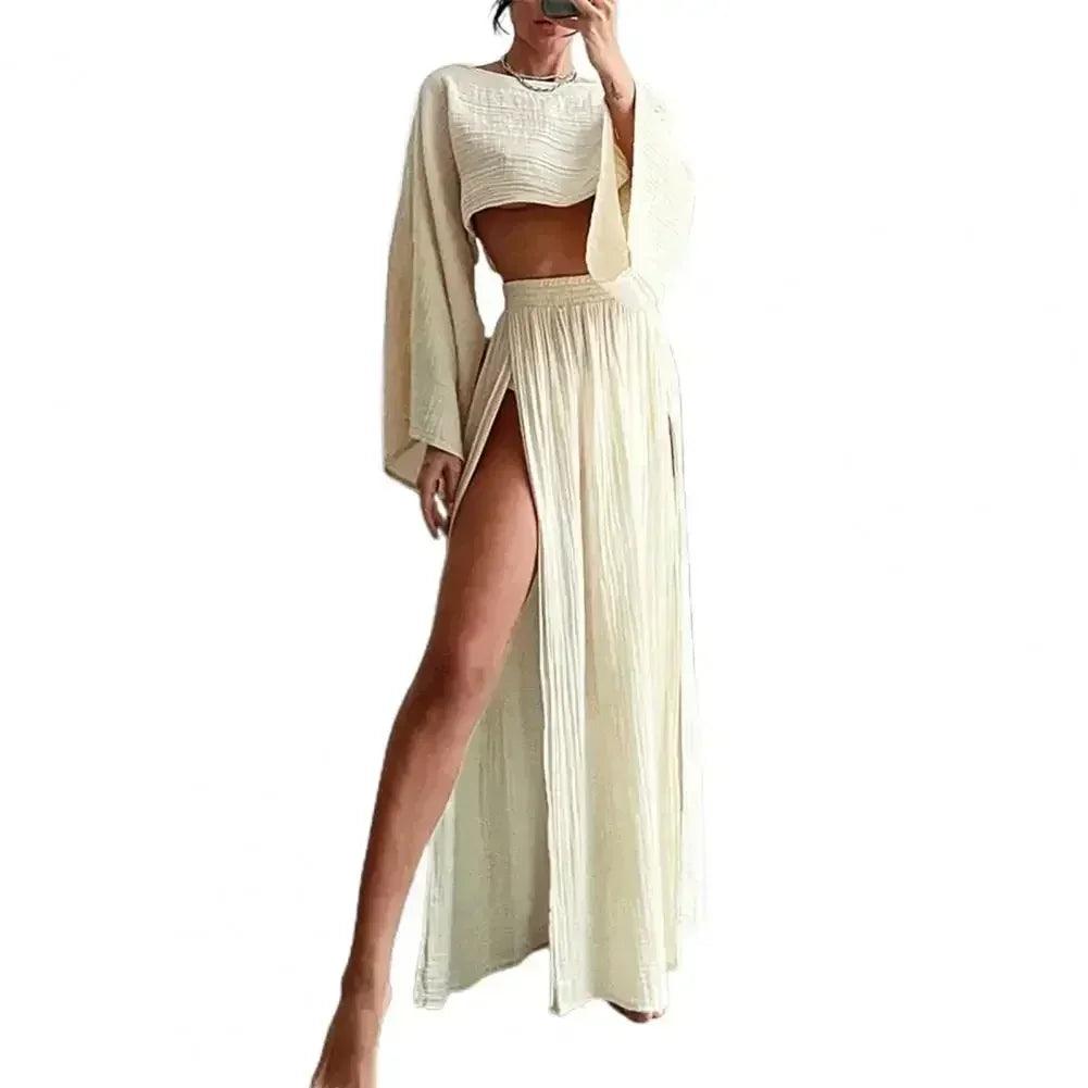 2 pcs/set women crop top ski rt set