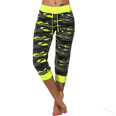 Women's Pants Sports 2025 New Casual Fashion Casual Fit Yoga Camo Print Drawstring Capris Breathable Comfortable Streetwear Pant