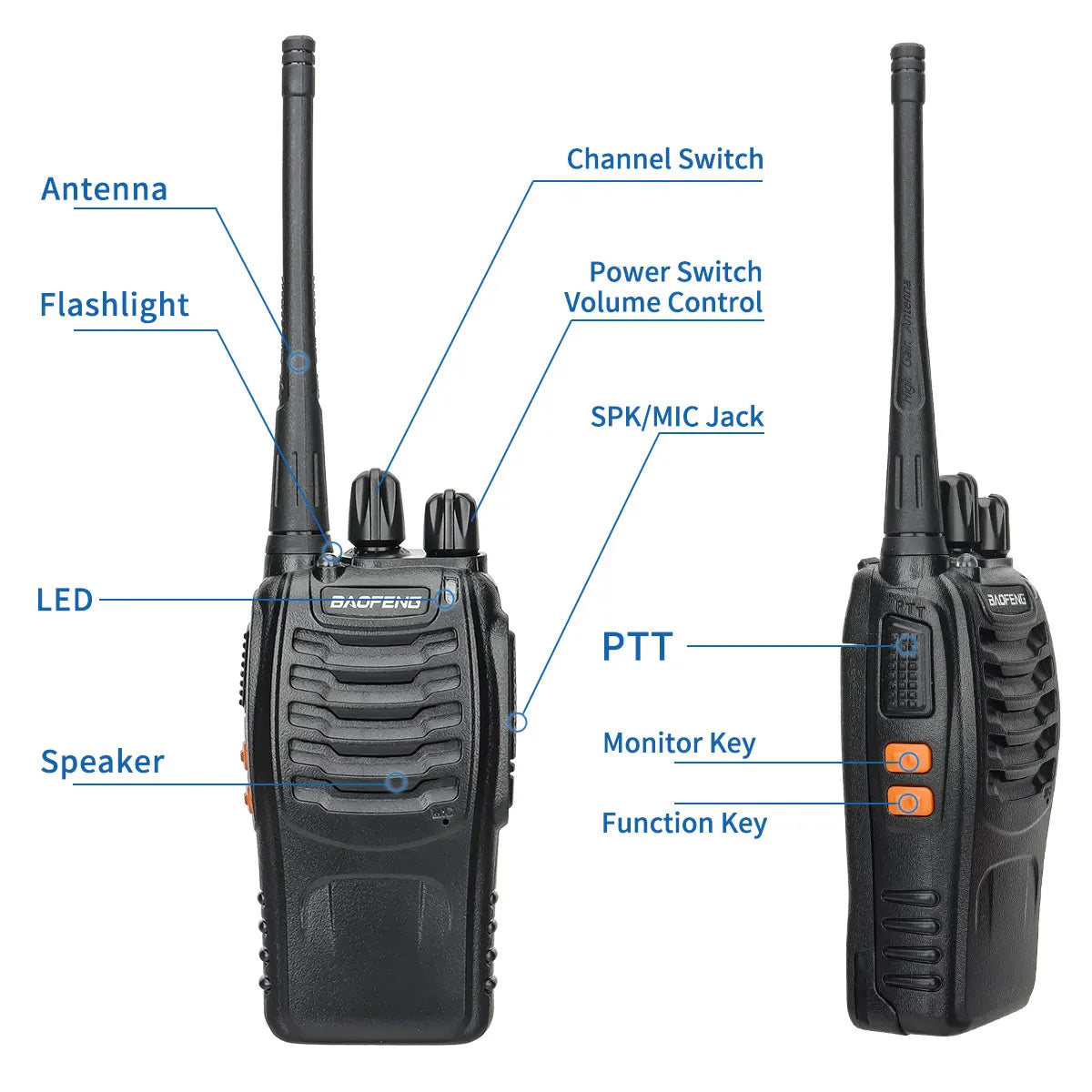 Baofeng BF-88E Pro Walkie Talkie Wireless Copy Frequency Long Range UHF 400-470MHz Portable Ham Two Way Radio for Hunting