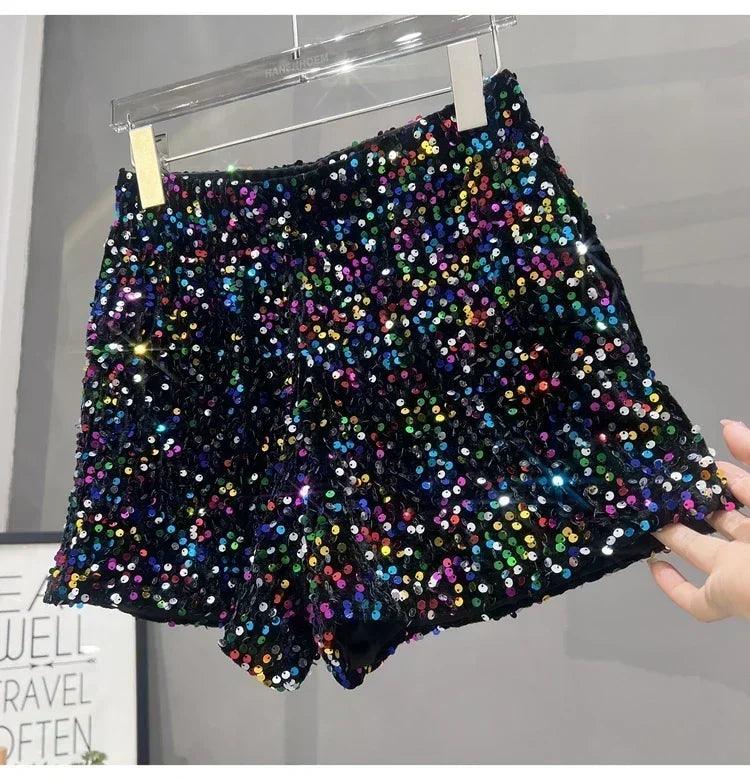 Hot girl y2k european and american style sequined shorts slim fit suede embroidered casual pants for women