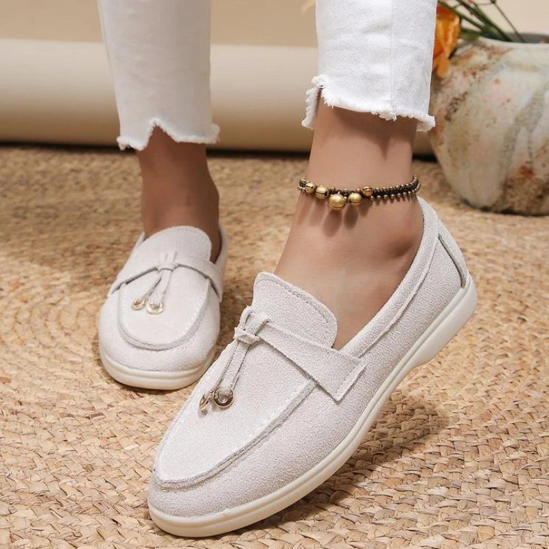 Women's Fashion Flat Casual Shoes Faux Suede Elegant Loafers Design Breathable Slip on Shoes Autumn Casual Business Women Shoes