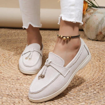 Women's Fashion Flat Casual Shoes Faux Suede Elegant Loafers Design Breathable Slip on Shoes Autumn Casual Business Women Shoes