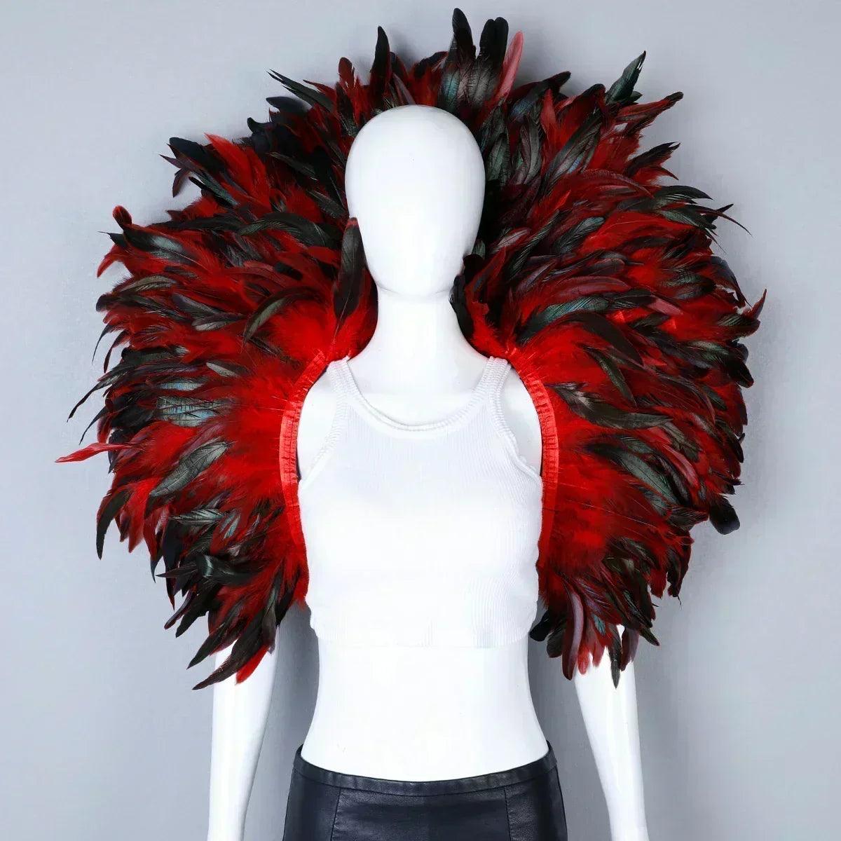 Designer feather scarf (punk halloween carnival masked ball party)accessory