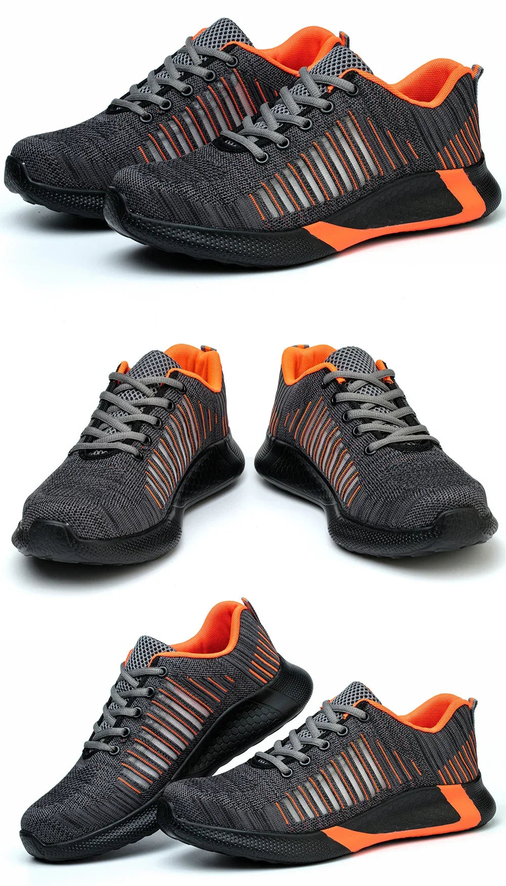 Men's Safety Shoes with Steel Toe Cap Anti-smash Work Sneakers Lightweight Puncture-Resistant Indestructible Breathable Footwear