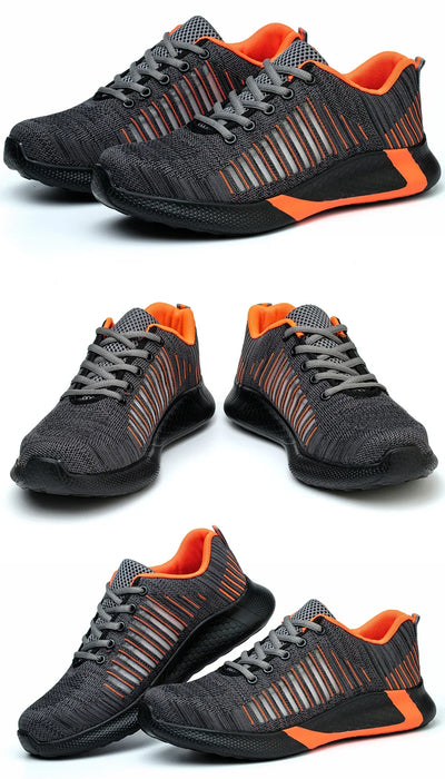 Men's Safety Shoes with Steel Toe Cap Anti-smash Work Sneakers Lightweight Puncture-Resistant Indestructible Breathable Footwear