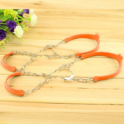 1Pair Anti Slip Ice Gripper Climbing Crampons 6 Teeth Steel Ice Grips Snow Walking Shoes Spikes Cleats Chain Claws Boots Cover