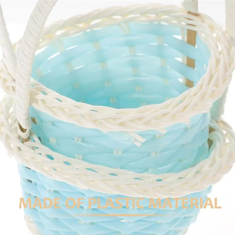 10pcs Mini Plastic Baskets Children Handheld Basket Small Storage Bins Woven Containers Picnic Easter Gift Baskets Home Decor
