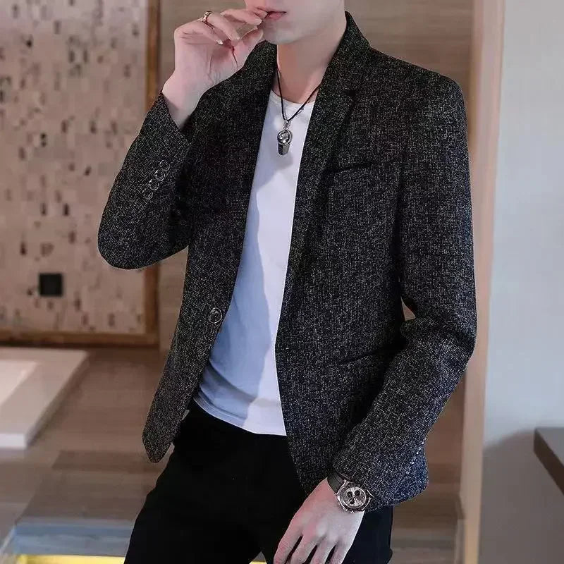 Plaid Male Blazer Brown Men's Suit Jackets Single Breasted Coat Fashion 2024 Fashionable High Quality Classic Luxury Designer