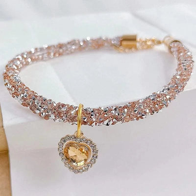 Adjustable Pet Necklace Cat Dog Collar with Diamond Zircon Heart Pendant Jewelry Luxury Metal Puppy Collars Dog Accessories