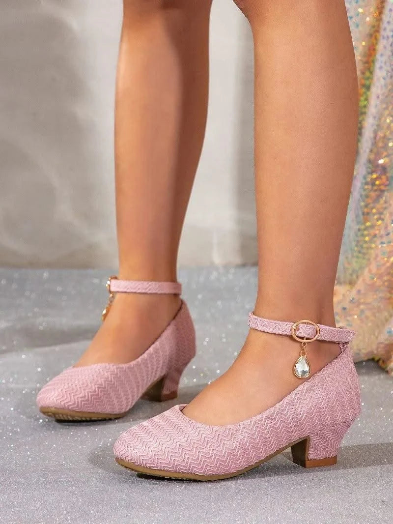 Non-slip Children's Leather Shoes with Heels | Catwalk | Versatile Girls Fashion |  Kids | Princess, Wedding, Party Shoes