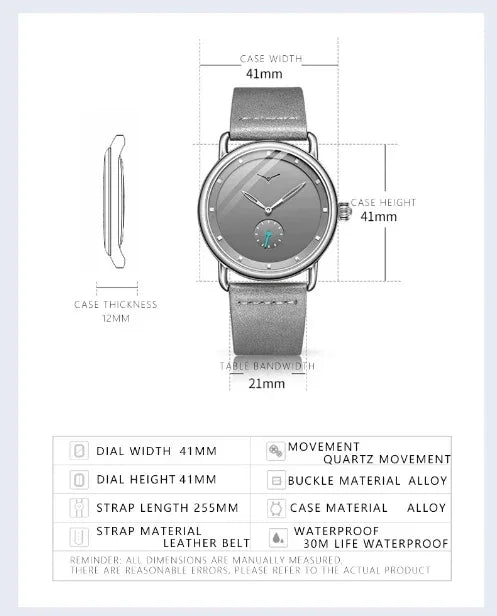 high-end Men's Watch Light Luxury Brand Business Trend Simple Leisure Belt Waterproof Meale Fashion Quartz Watches ﻿ Gift