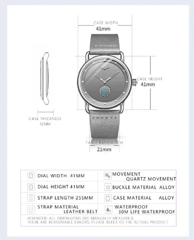 high-end Men's Watch Light Luxury Brand Business Trend Simple Leisure Belt Waterproof Meale Fashion Quartz Watches ﻿ Gift