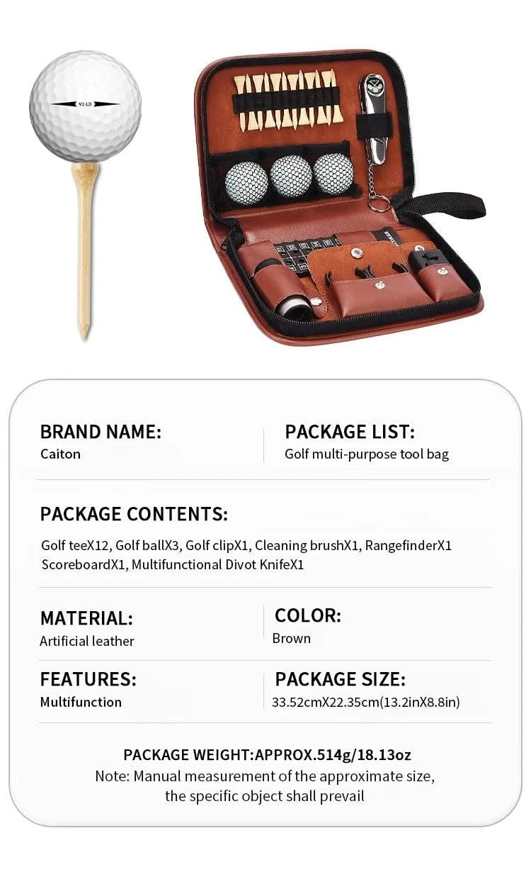 Caiton Golf Accessories Set with Hi-End Case, Golf Balls, Rangefinder, Golf Tees, Brush, Scorer,Golf Gifts for Men and Women