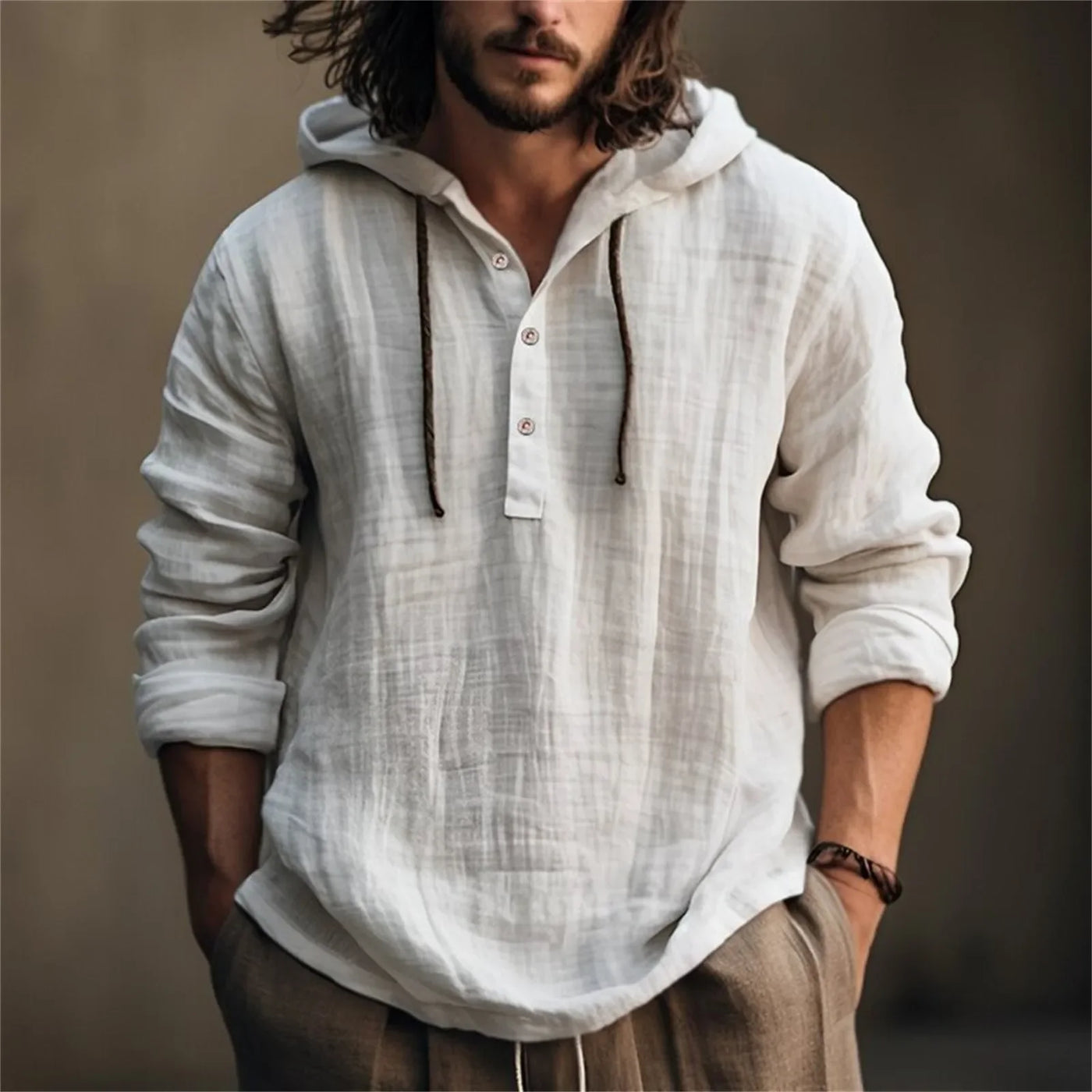 Men'S Sweatshirts Summer Cotton Linen Shirts Thin Long-Sleeved Hooded Tops For Men'S Clothing Spring Summer Casual Sweatshirts