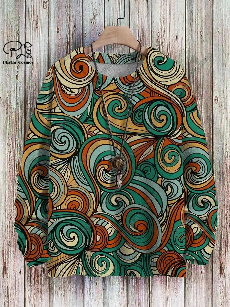 Brand New 3D Printed Retro Colorful Art Print Authentic Ugly Sweater Winter Casual Unisex Sweater F-2