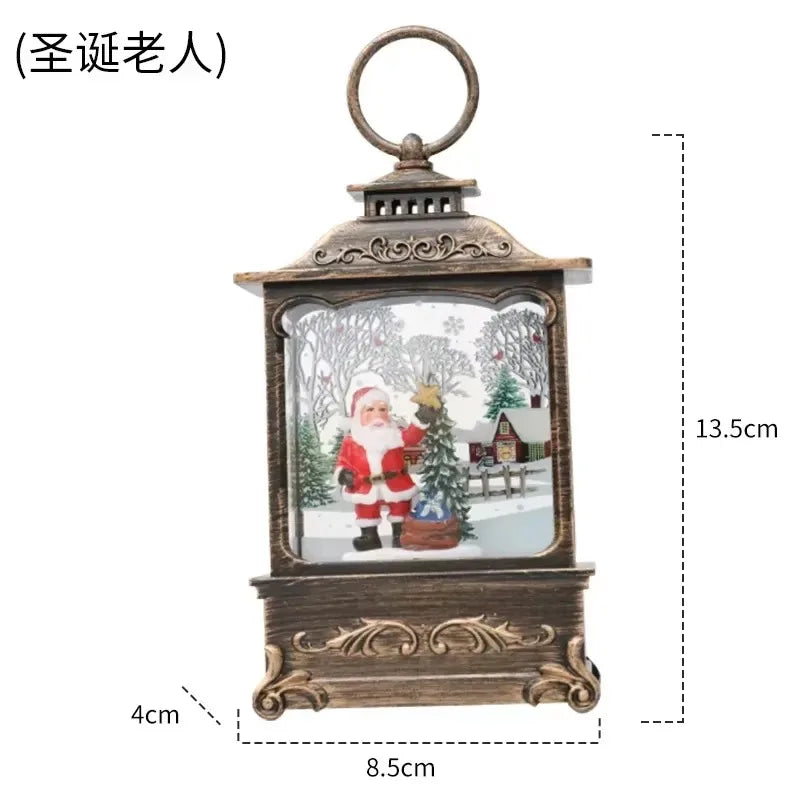 Christmas Snow Lantern Christmas Scene Lighted Snow Globes Swirling LED Snow Globe Christmas Light Up Snow Globe Lantern