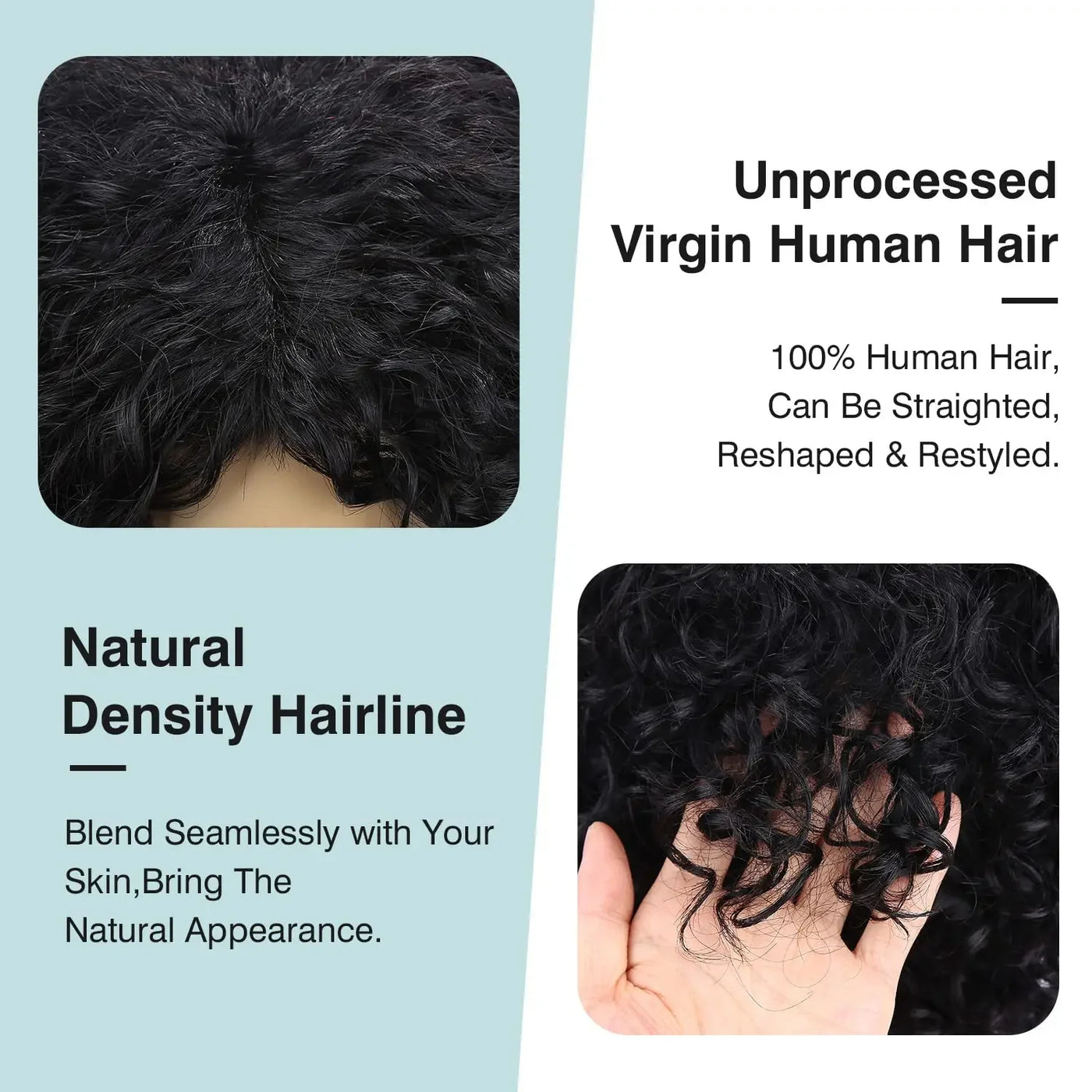 Short Curly Human Hair Wigs for Black Women Pixie Curly Bob Wig Glueless Side Part Kinky Curly Deep Curly Human Hair No Lace Wig