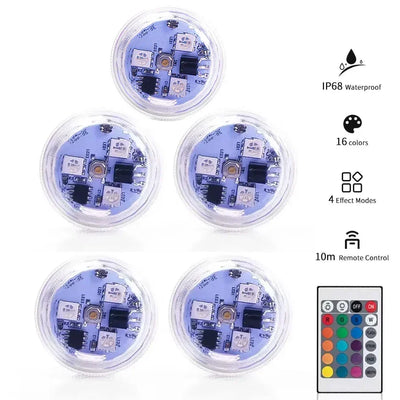 3leds RGB Underwater Night Led Submersible Light Lamp Battery Operated Garden Swimming Pool Light for Wedding Party Vase Bowl