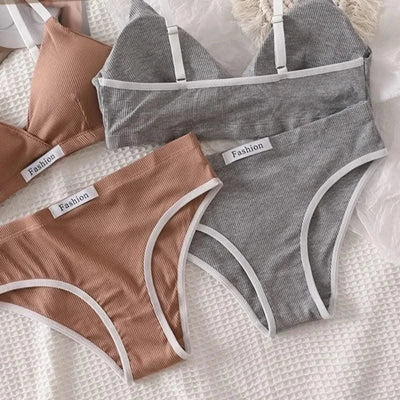 Women Cotton Bra And Panties Set