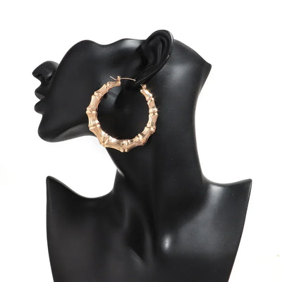 3Pair/set Statement Gold Color Big Bamboo Circle Hoop Earrings for Women Hip Hop Large Round Geometric Earrings Hoops Jewelry
