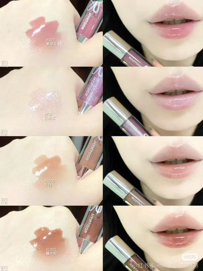 HYNTOOR Lip Gloss Shiny Shimmer Mirror Hydrating Moisturizing Water Shine Lipstick Nourishing Care Dewy Lip Makeup