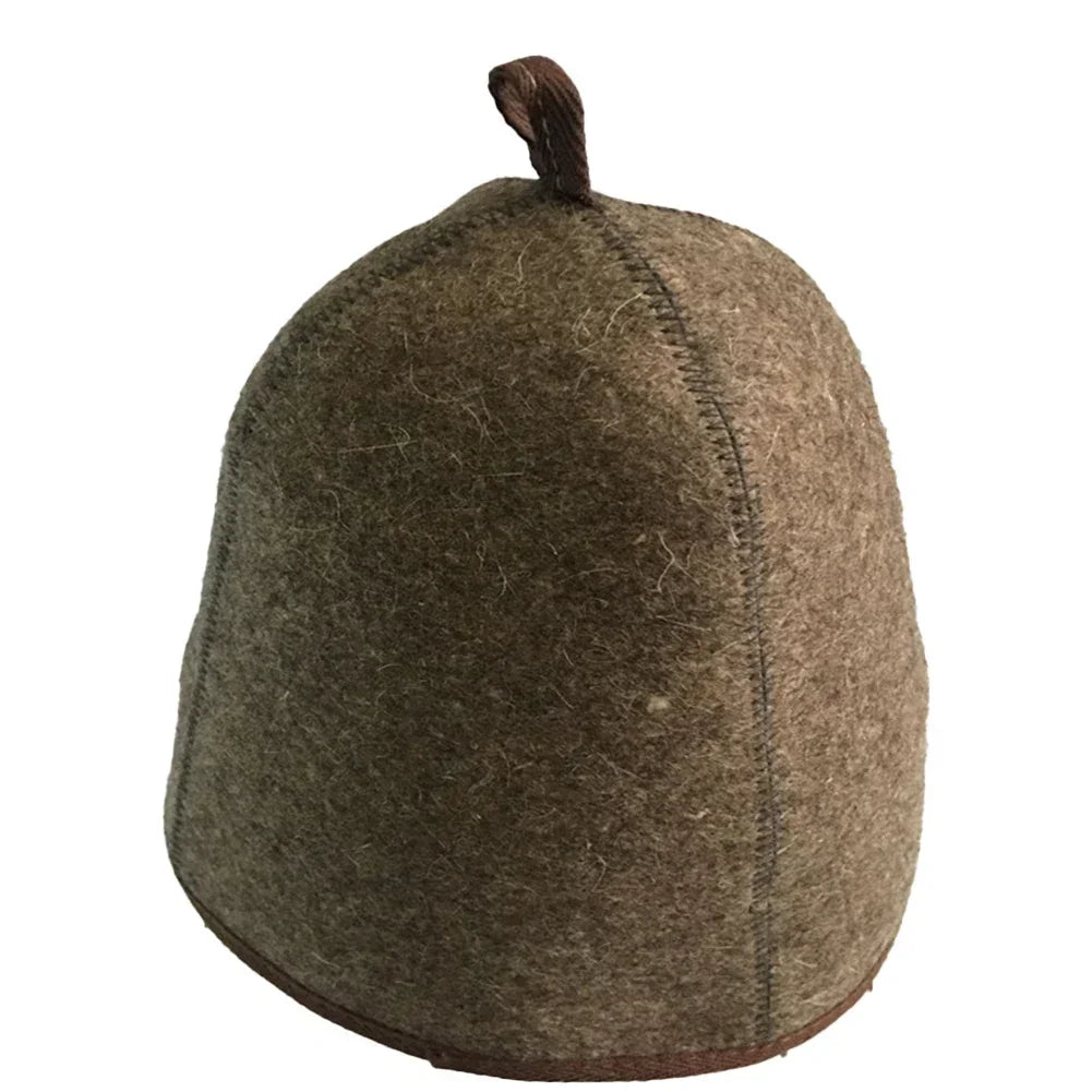 Sauna Felt Hats Sauna Bathwool Hat 34*26*0.3CM Banya Room Vaporarium Hats Brown Hat Sauna Hat Adjustable Strap