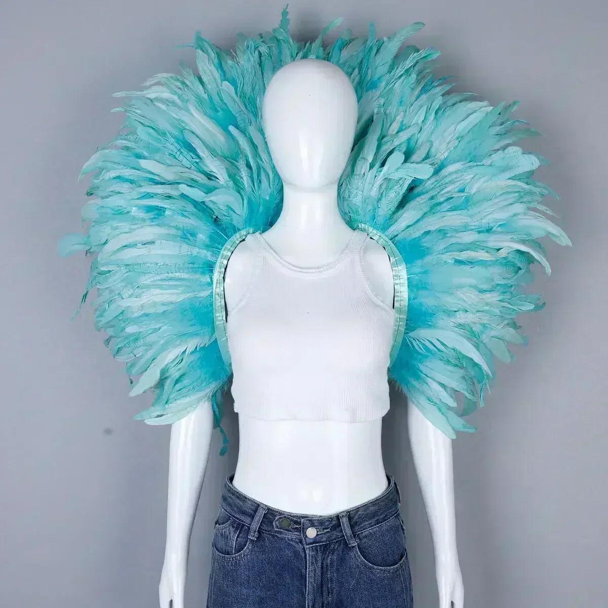 Designer feather scarf (punk halloween carnival masked ball party)accessory
