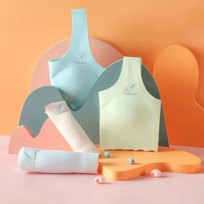 Girls Bra Breathable Sports Training Bras Teenagers  Seamless Underwear Solid Color Crop Tops  Big Children's Tank Top