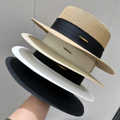 French Sunscreen Hat Women Summer Straw Hats Female Big Bim Flat Top Sunshade Cap Travel Beach Sun Visors Fisherman Cap