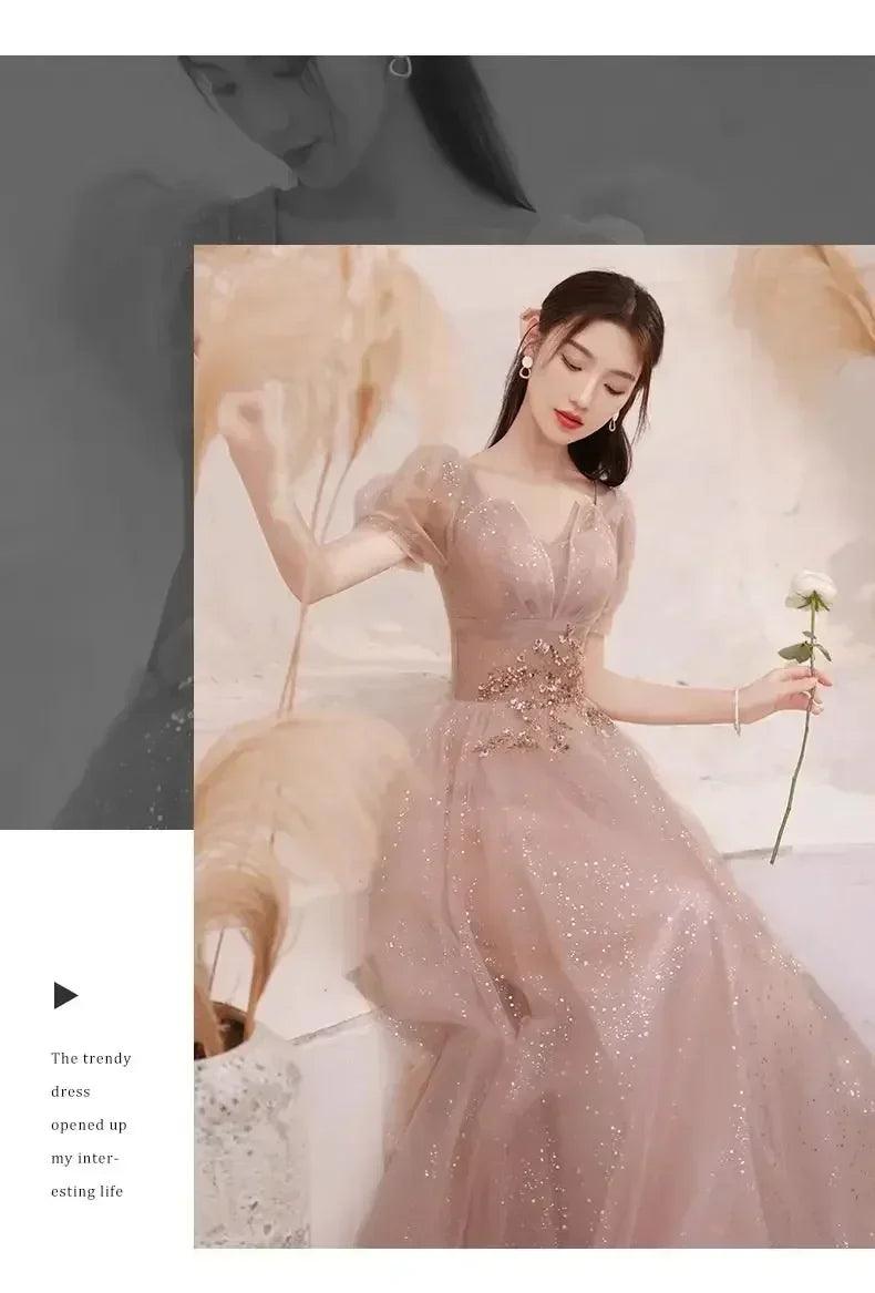 High-end banquet evening dresses women’s 2025 new spring summer light luxury slim birthday party performance dance