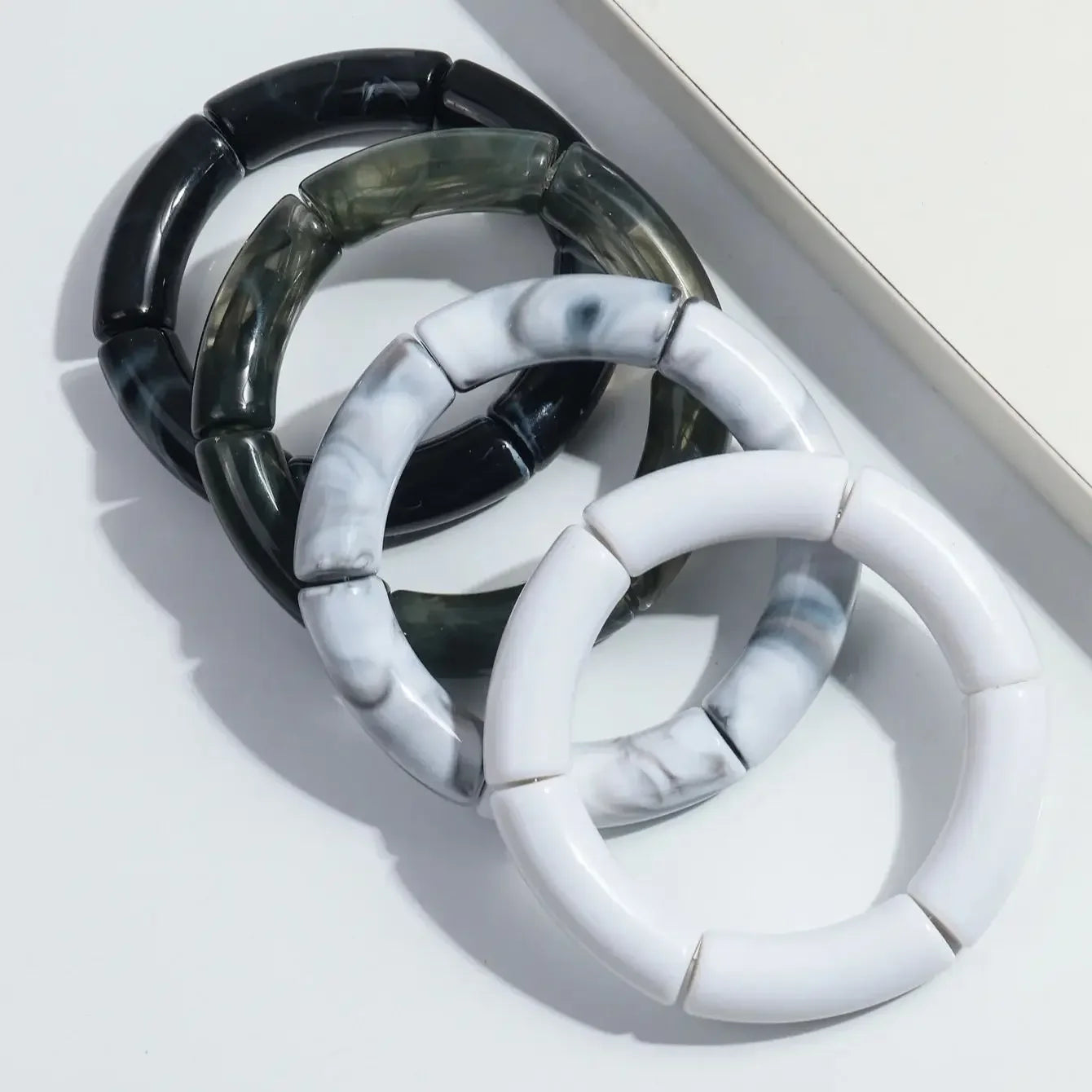 4 pieces/set Acrylic Colorful Brown Bamboo Chunky Bangles Set for Women Resin Statement Bracelet Bangle 2025 Jewelry Gifts