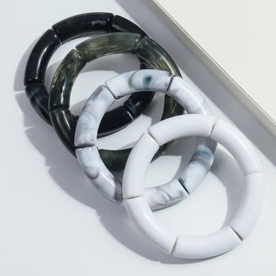 4 pieces/set Acrylic Colorful Brown Bamboo Chunky Bangles Set for Women Resin Statement Bracelet Bangle 2025 Jewelry Gifts